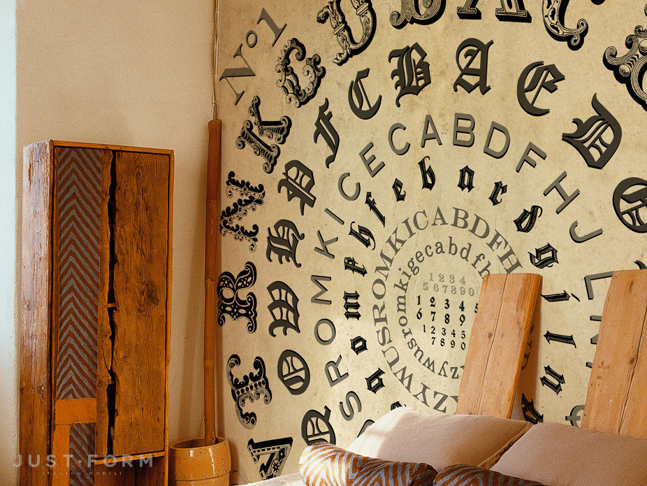 Обои Alphabetical Swirl фабрика Wall & Deco фотография № 1