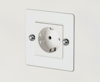 Розетка одиночная 1G Euro Socket / White / Steel
