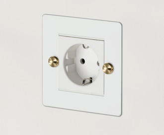 Розетка одиночная 1G Euro Socket / White / Brass