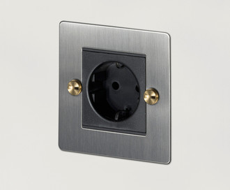 Розетка одиночная 1G Euro Socket / Steel / Brass