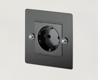 Розетка одиночная 1G Euro Socket / Black / Steel