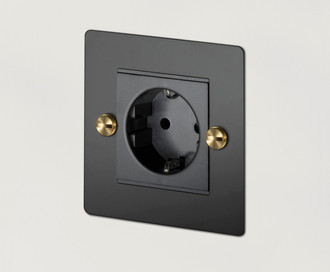 Розетка одиночная 1G Euro Socket / Black / Brass
