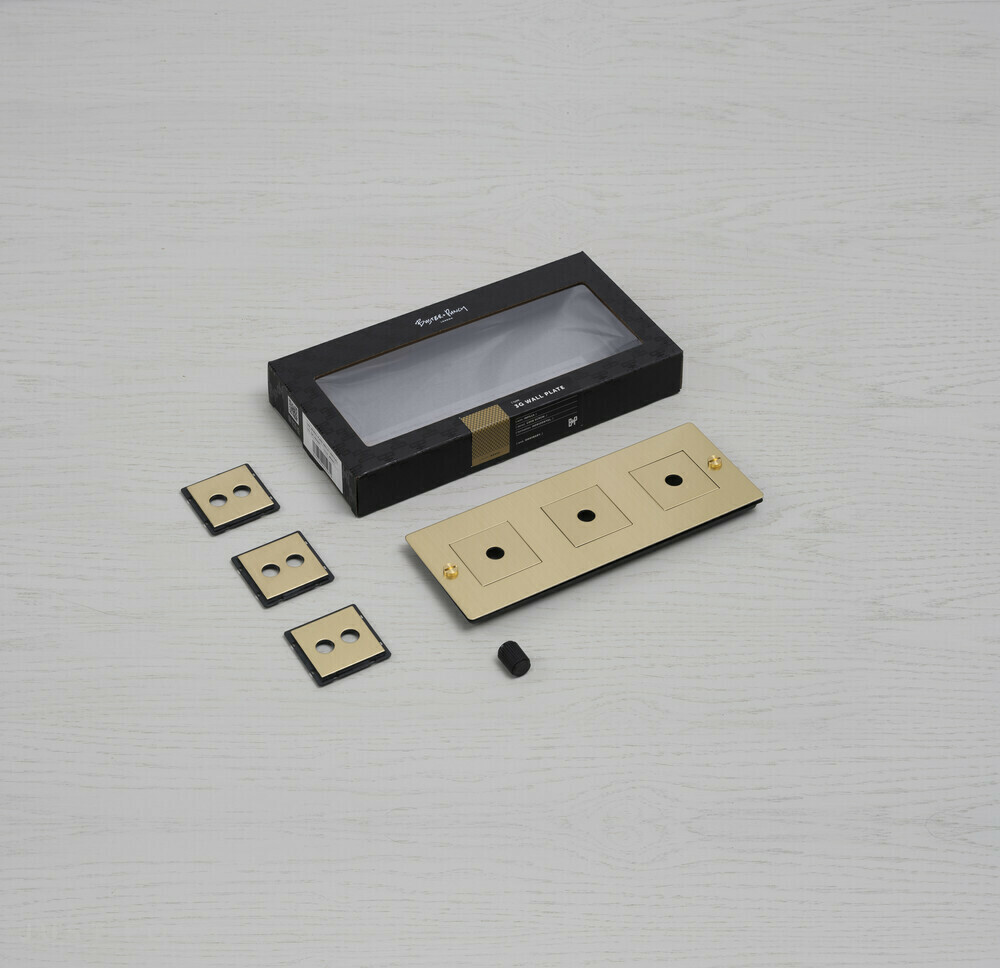 ​Горизонтальная трехпостовая рамка 3G Wall Plate / Horizontal / With Infills / Brass фабрика Buster + Punch фотография № 2
