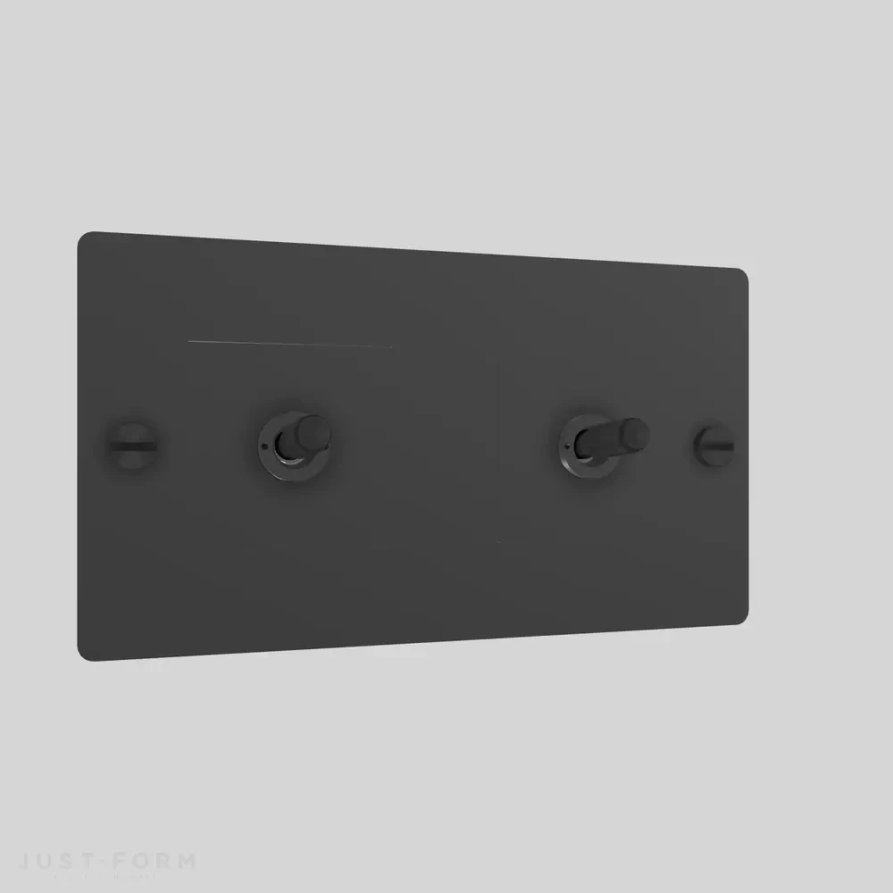 Двухтумблерный выключатель  2G Toggle / Cross / Black фабрика Buster + Punch фотография № 1