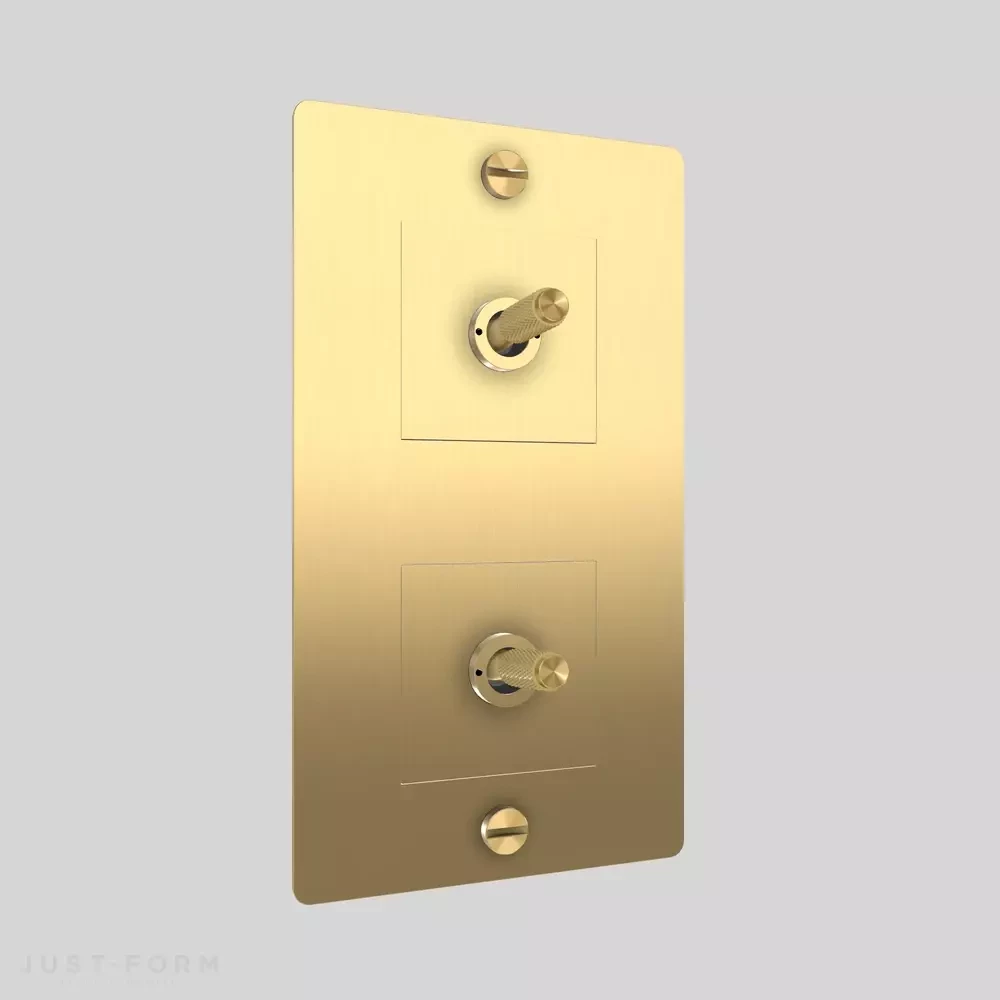 ​Двухтумблерный выключатель 2G Toggle / Vertical / Cross / Brass фабрика Buster + Punch фотография № 1