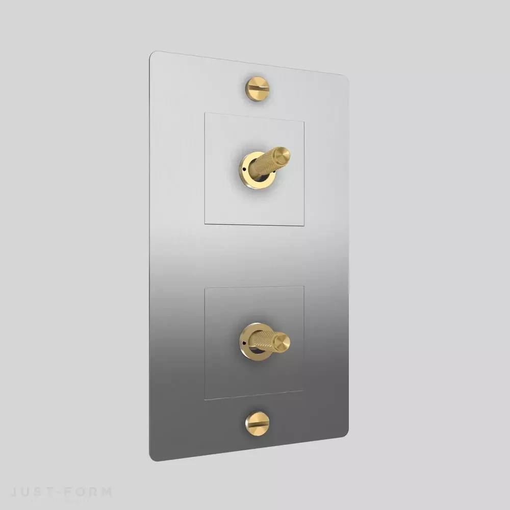 Двухтумблерный выключатель 2G Toggle / Vertical / Cross / Steel фабрика Buster + Punch фотография № 2