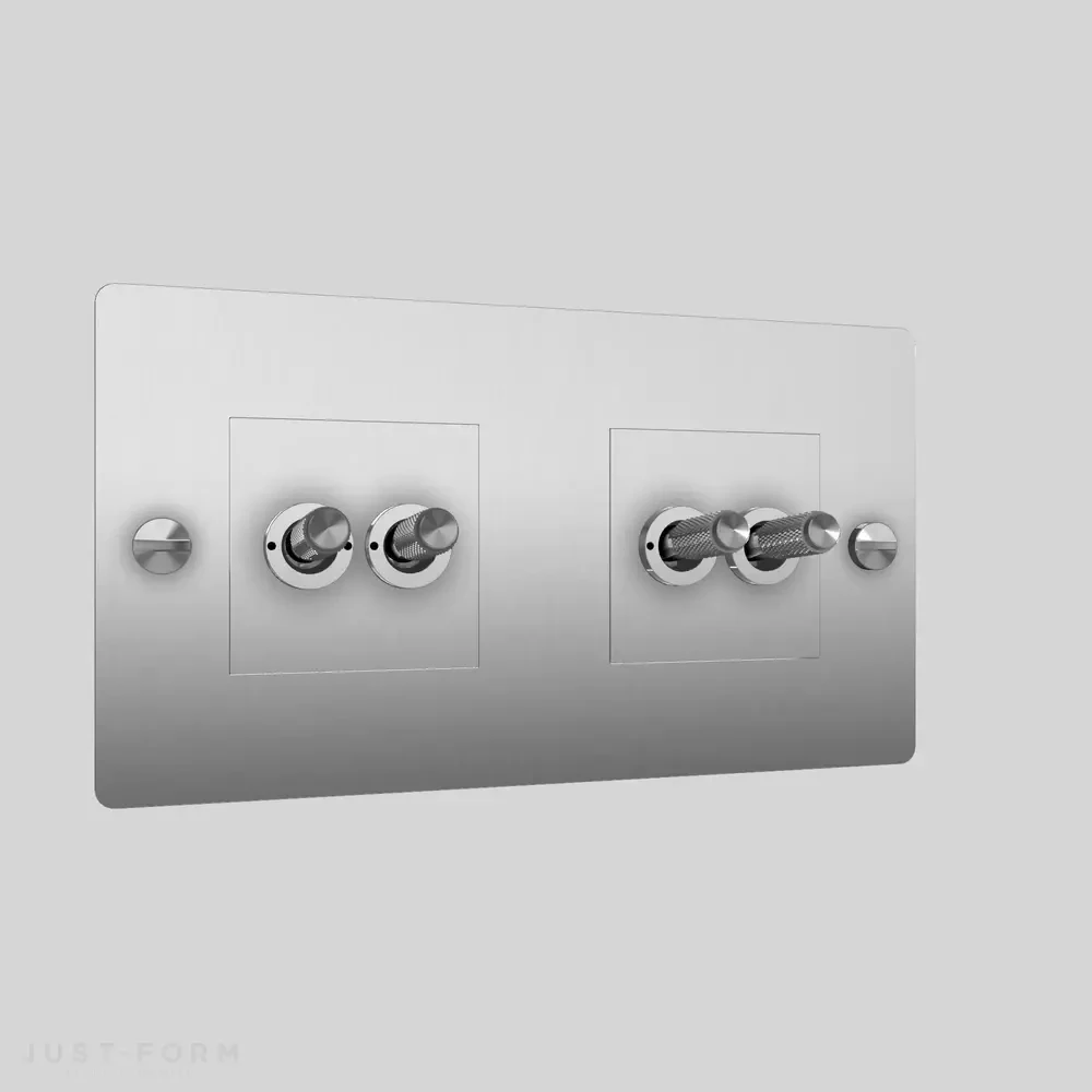Четырехтумблерный выключатель 2G DoubleToggle / Cross / Steel фабрика Buster + Punch фотография № 1