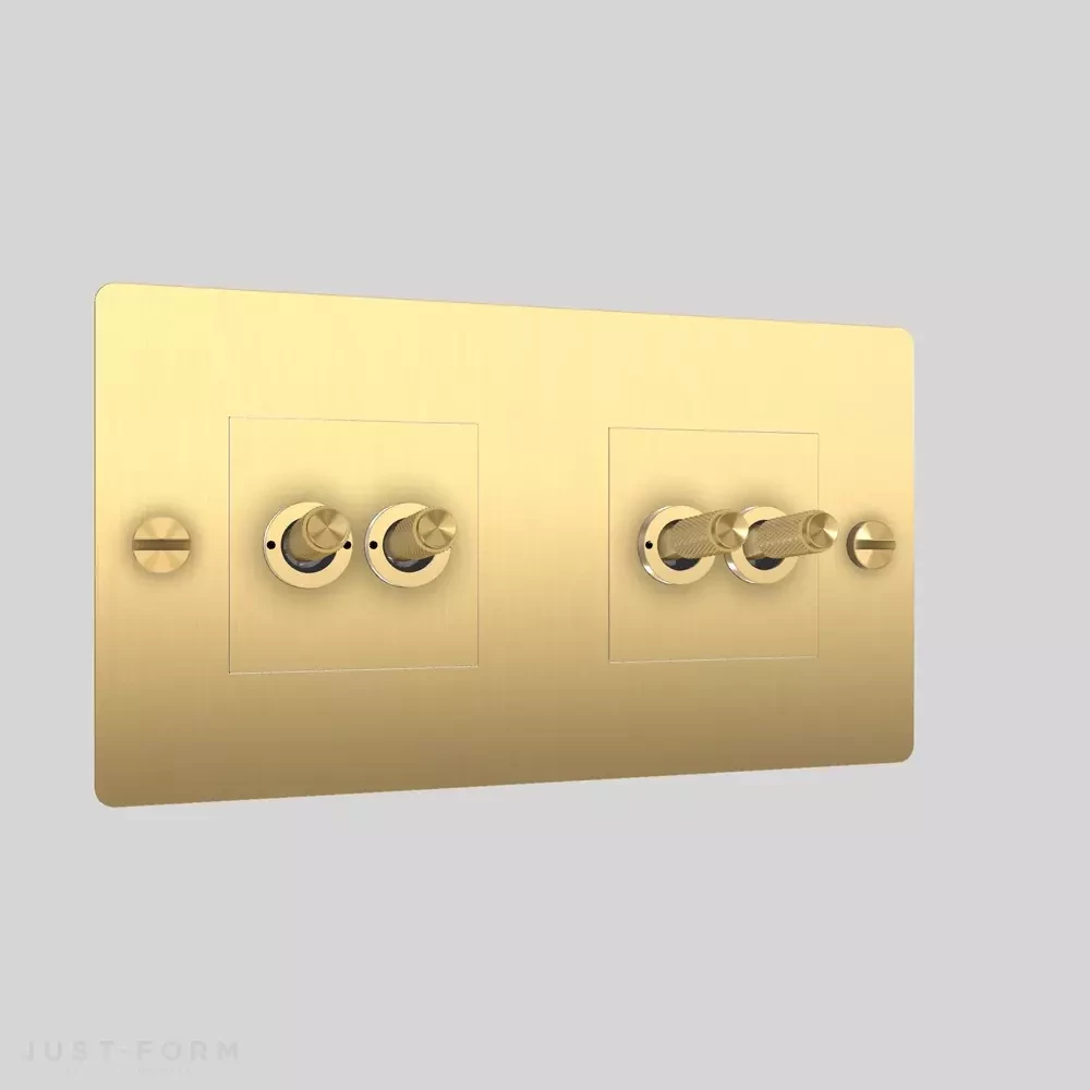 Четырехтумблерный выключатель 2G DoubleToggle / Cross / Brass фабрика Buster + Punch фотография № 1