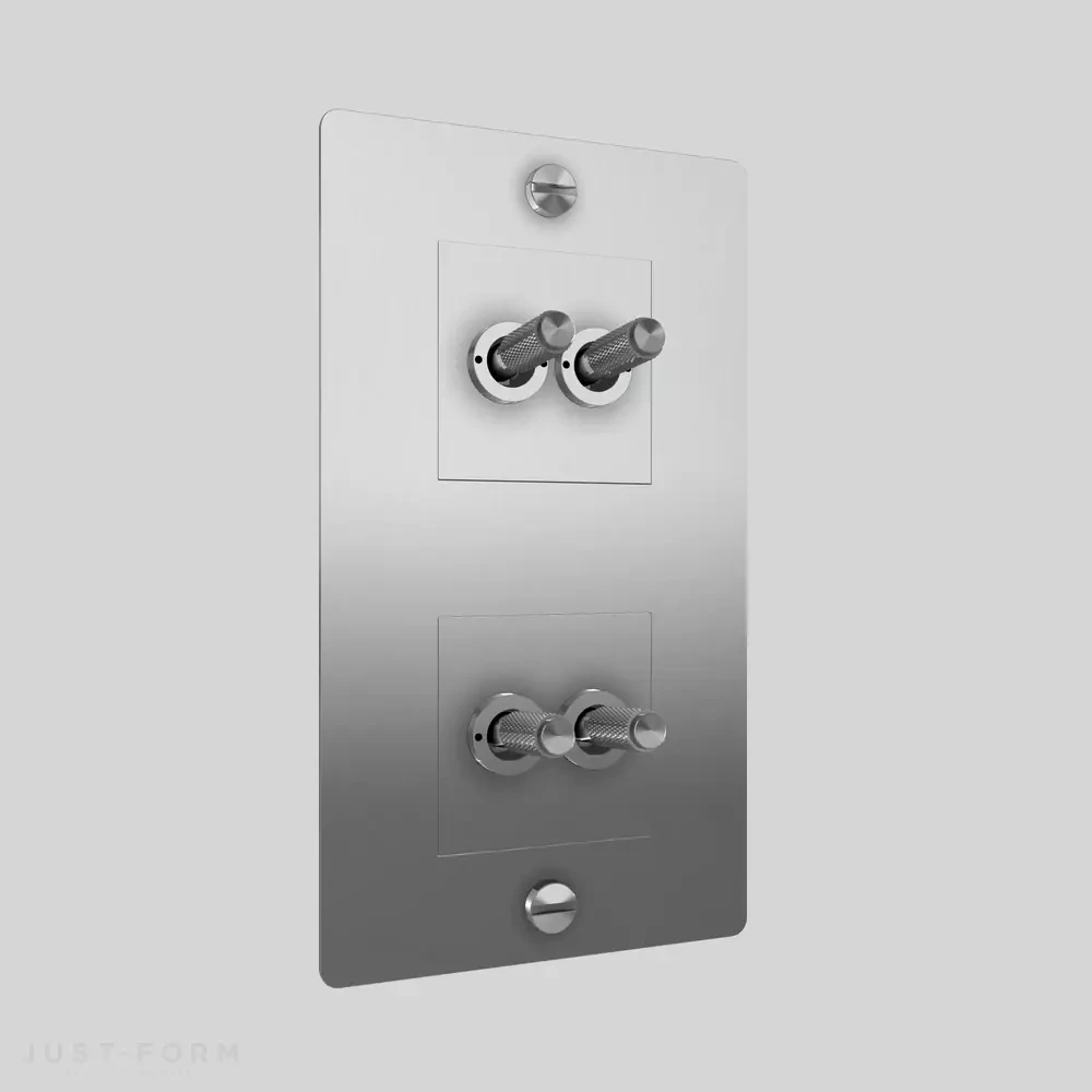 ​Четырехтумблерный выключатель 2G Double Toggle / Vertical / Cross / Steel фабрика Buster + Punch фотография № 1