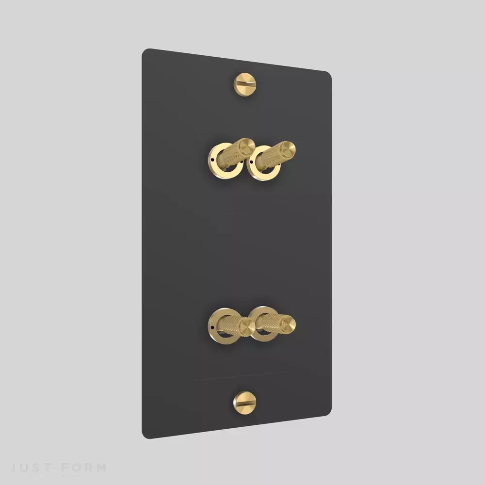 Четырехтумблерный выключатель 2G Double Toggle / Vertical / Cross / Black фабрика Buster + Punch фотография № 2