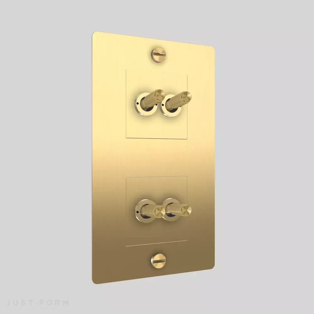 ​Четырехтумблерный выключатель 2G Double Toggle / Vertical / Cross / Brass фабрика Buster + Punch фотография № 1