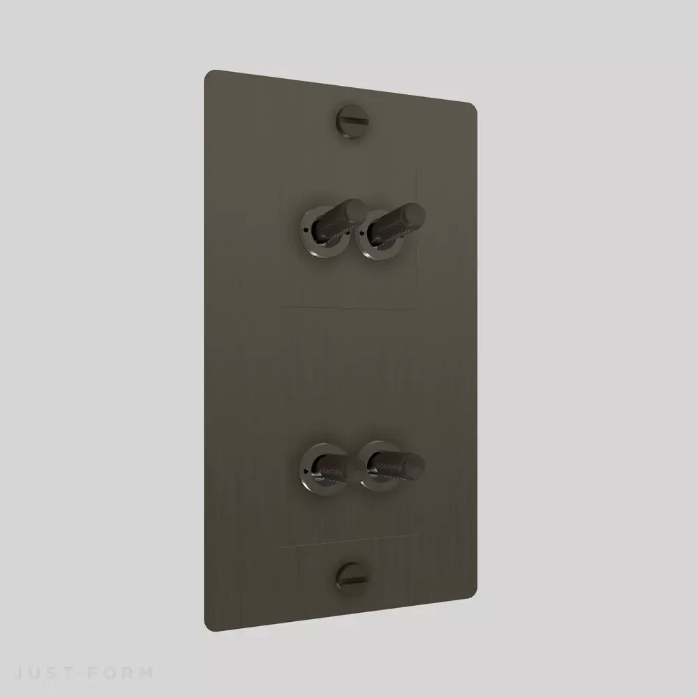 Четырехтумблерный выключатель 2G Double Toggle / Vertical / Cross / Smoked Bronze фабрика Buster + Punch фотография № 1