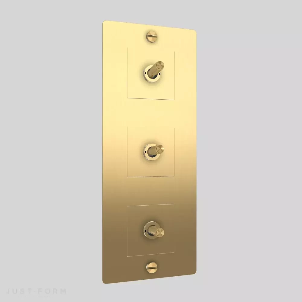 Трехтумблерный выключатель 3G Toggle / Vertical / Cross / Brass фабрика Buster + Punch фотография № 1