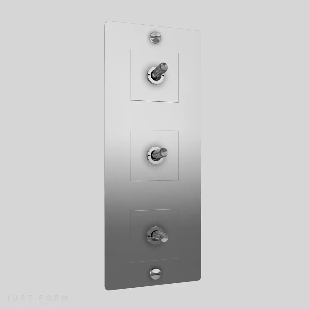 Трехтумблерный выключатель 3G Toggle / Vertical / Cross / Steel фабрика Buster + Punch фотография № 1