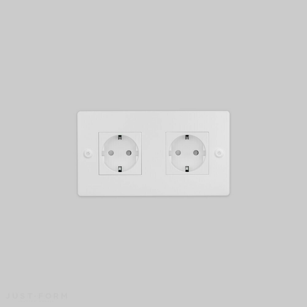 Двойная розетка 2G Socket / SchukoType F / Linear / White фабрика Buster + Punch фотография № 2